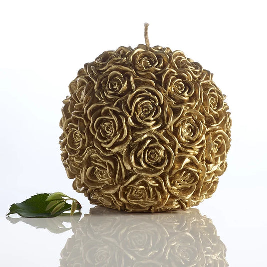 Refillable candle Rose Ball 18cm Rose Ball Unscented Candle GOLD